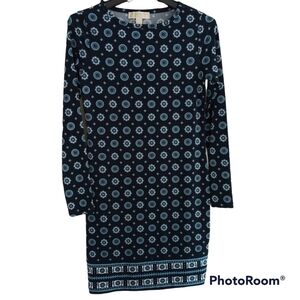 MICHAEL Michael Kors Navy Medallion Long Sleeve Stretch Classic Dress XS